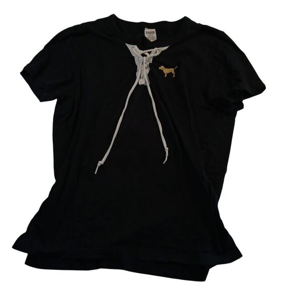 Victoria's Secret PINK Campus Top - Black, White & Gold - L - Picture 1 of 3